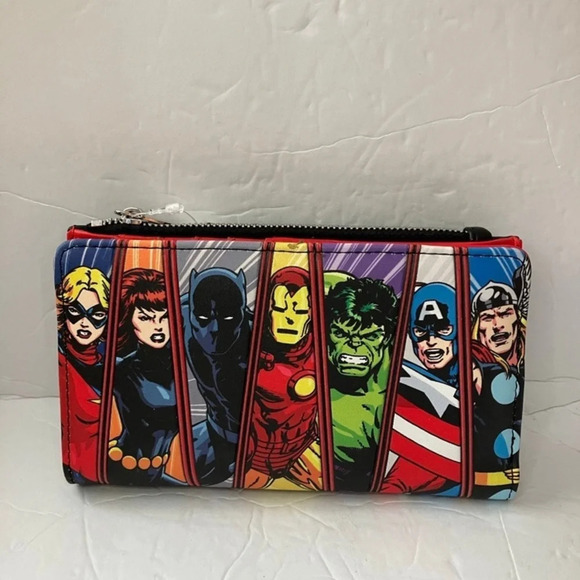 LOUNGEFLY + MARVEL COMICS Glow in the Dark Multi Character Wallet Carryall NWT - Picture 2 of 12